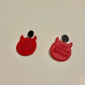 Not Today Satan Earrings